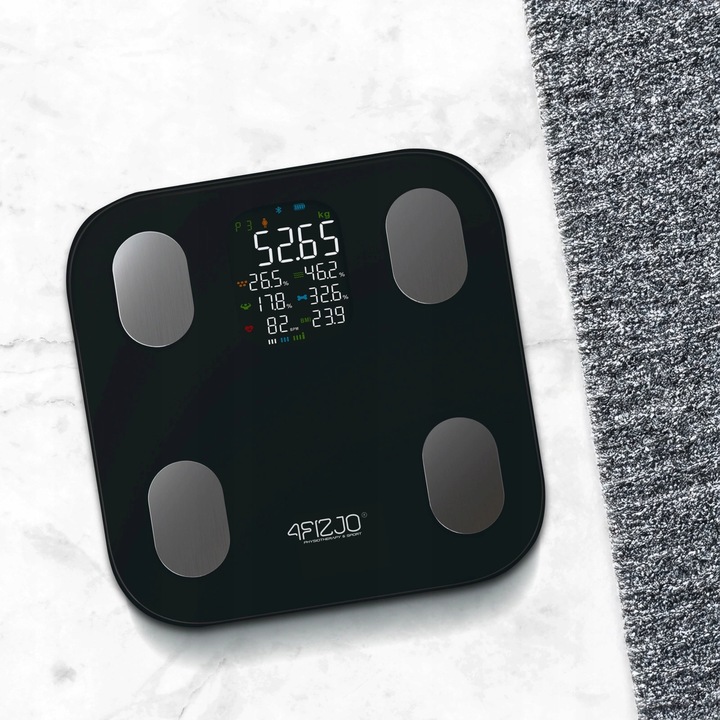 WAGA ŁAZIENKOWA ANALITYCZNA ELEKTRONICZNA POMIAR TŁUSZCZU BMI SZKLANA