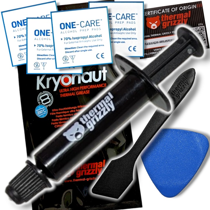 PASTA TERMOPRZEWODZĄCA THERMAL GRIZZLY KRYONAUT 1g 12,5W/mK + IPA + GRATISY