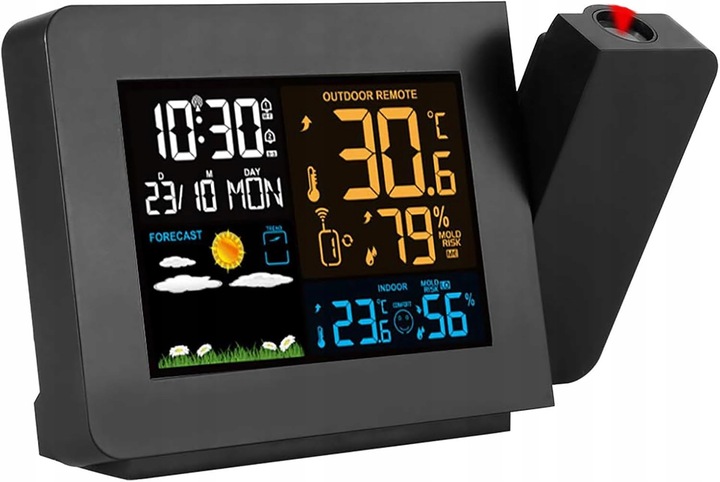 Stacja Pogody Pogodowa Zegar Czujnik Zewnętrzny Higrometr Budzik