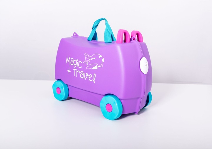 Walizka kabinowa dla dzieci jeżdżąca podróżna jeździk MAGIC TRAVEL HOLIDAY