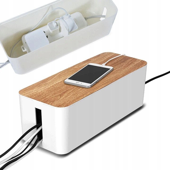 POJEMNIK ORGANIZER NA KABLE LISTWY BOX DREWNO S