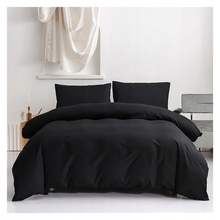 KOMPLET KOŁDRA CAŁOROCZNA ANTYALERGICZNA 160x200 + 2x PODUSZKA 70x80 CZARNY