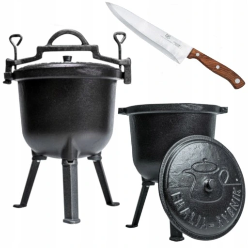 KOCIOŁEK ŻELIWNY GARNEK MYŚLIWSKI CIĘŻKI 15L + GRATIS