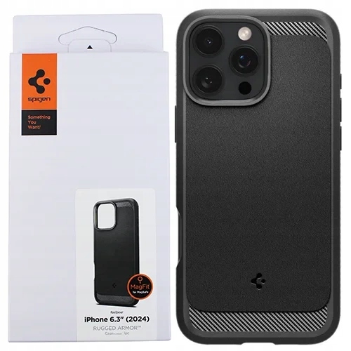 ETUI CASE DO APPLE IPHONE 16 PRO SPIGEN RUGGED ARMOR MAGFIT MAGSAFE CZARNE