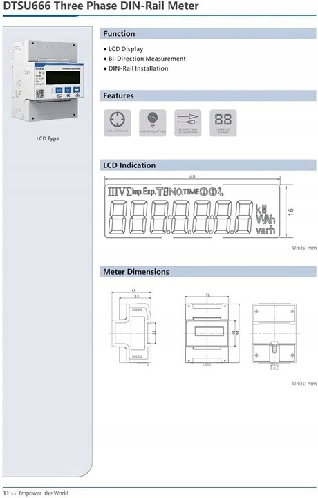 Chint DTSU666 Modbus MID licznik dwukierunkowy 3F