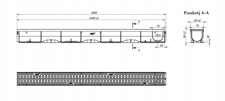 ODWODNIENIE LINIOWE Korytko plastik/plastik h90 A15
