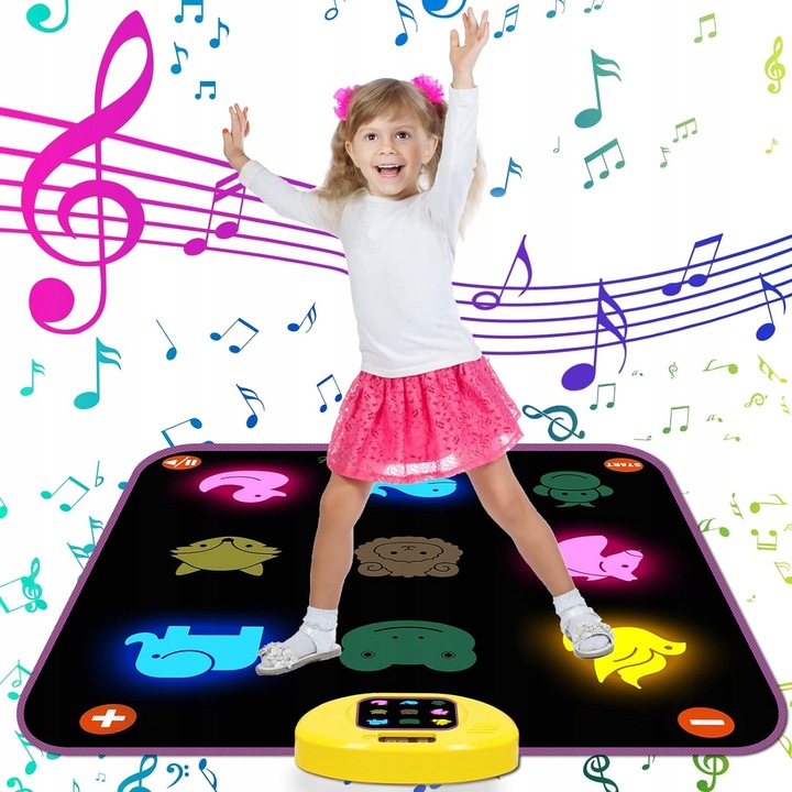 MATA DO TAŃCZENIA MUZYCZNA DLA DZIECI INTERAKTYWNA LED BLUETOOTH 5 TRY GRY