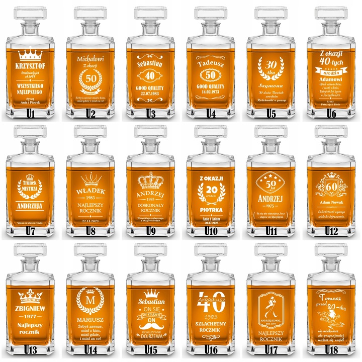 KARAFKA 4 SZKLANKI DO WHISKY i 4 kieliszki Z GRAWEREM na Prezent