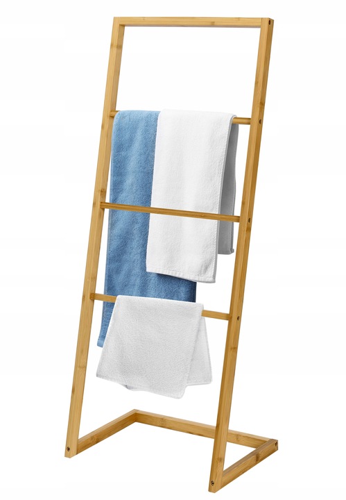 STOJAK WIESZAK NA RĘCZNIKI STOJĄCY BAMBUSOWY DREWNIANY ŁAZIENKOWY 4