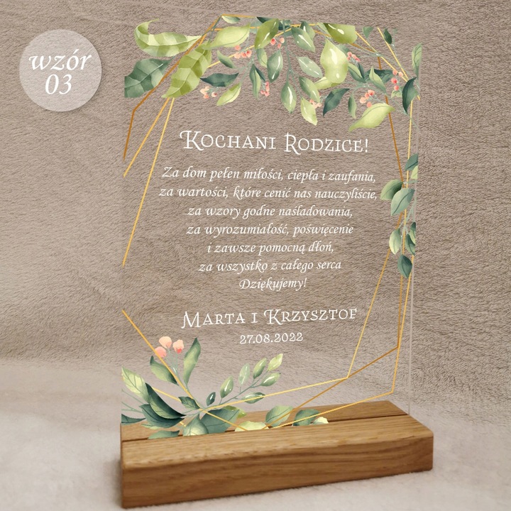 Podziękowanie ślubne dla rodziców dziadków na ślub