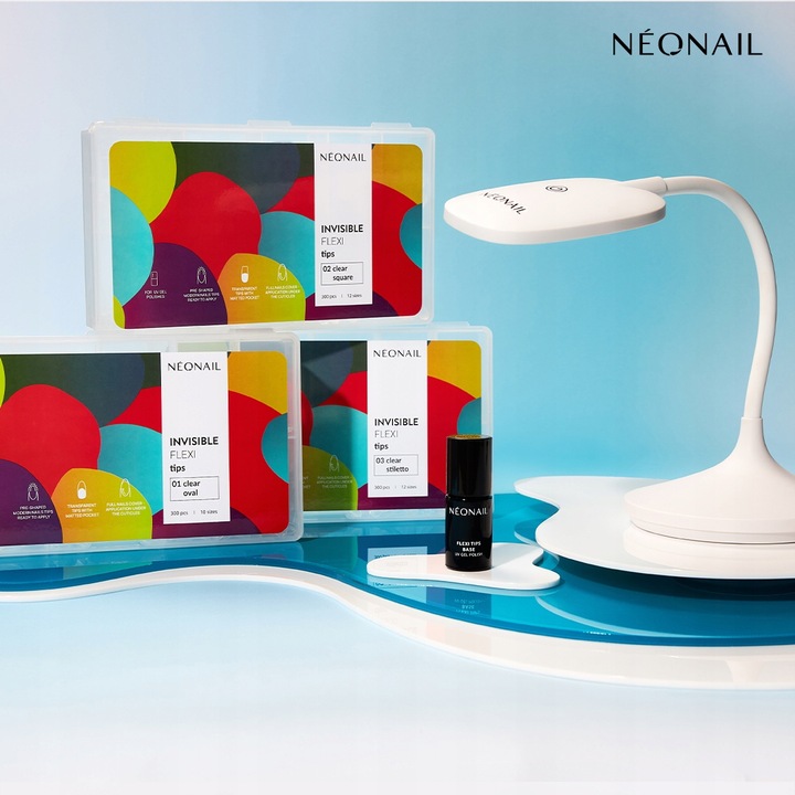 NEONAIL Tipsy elastyczne INVISIBLE FLEXI TIPS - 02 Clear Square 300