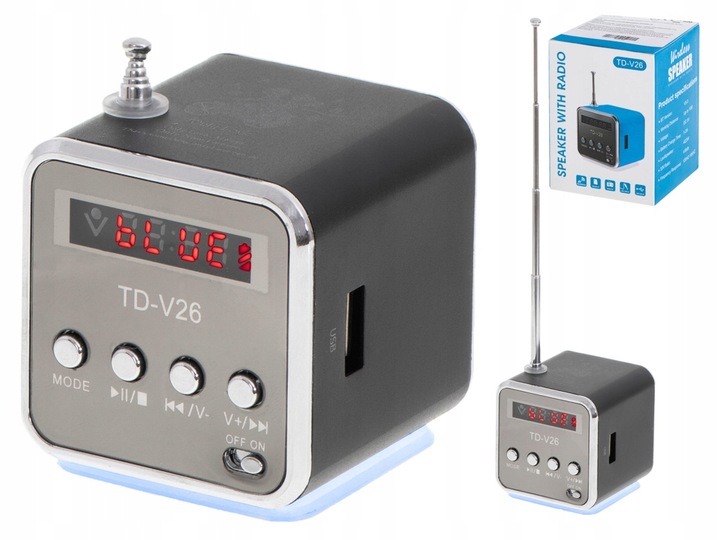 Przenośne radio FM akumulatorowe kuchenne LED z głośnikiem + bluetooth