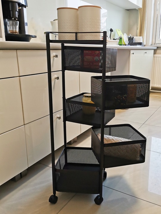 REGAŁ KUCHENNY MOBILNY STOLIK NA KÓŁKACH WÓZEK 6-POZIOMOWY 5 KOSZY