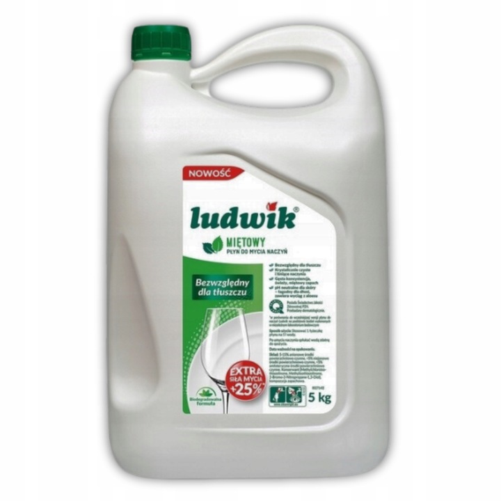 LUDWIK Płyn do mycia naczyń miętowy 5 kg