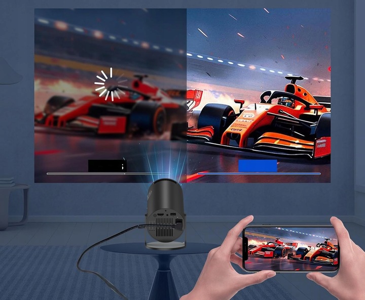 PROJEKTOR RZUTNIK ANDROID TV WIFI MINI 4K PRZENOŚNY SMART CZARNY