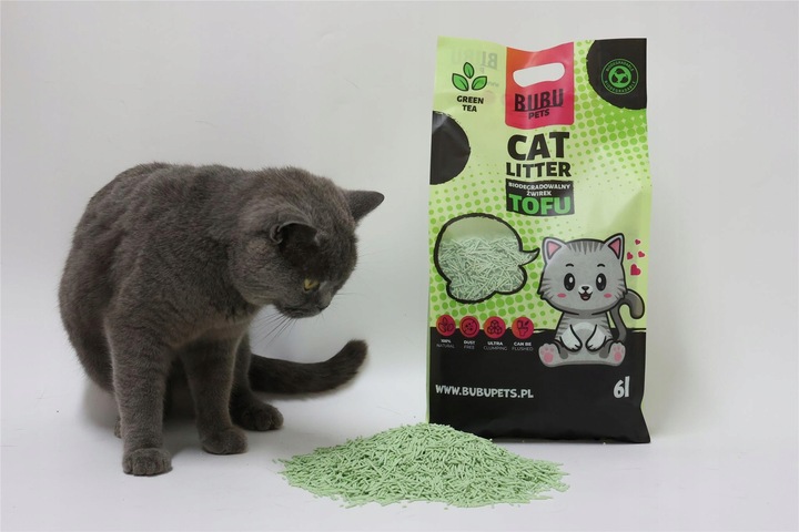 Żwirek Tofu dla Kotów ZIELONA HERBATA BuBu Pets 2,5kg zbrylający biodegrad