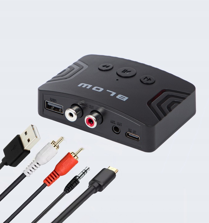 TRANSMITER ODBIORNIK BLUETOOTH 5.3 AUX MINIJACK 3,5mm USB-C 2xRCA