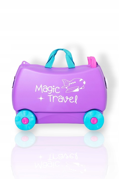 Walizka kabinowa dla dzieci jeżdżąca podróżna jeździk MAGIC TRAVEL HOLIDAY