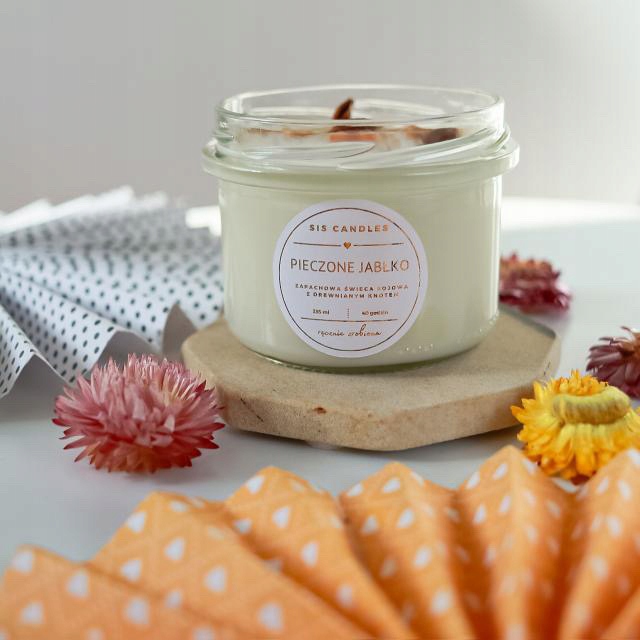 PIECZONE JABŁKO Zapachowa świeca sojowa ręcznie robiona jesienna