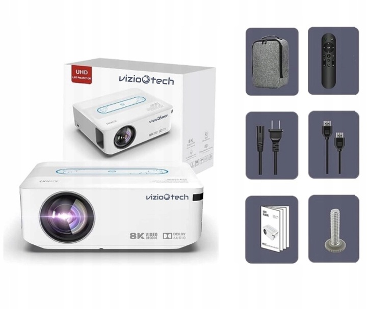 Projektor Rzutnik Full HD 4K 12000lm WiFi Android + Torba + Kabel HDMI