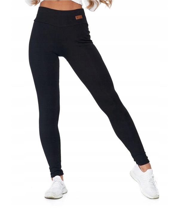 Legginsy z Wysokim Stanem Kryjące Czarne Klasyczne Getry Modne MORAJ S/M