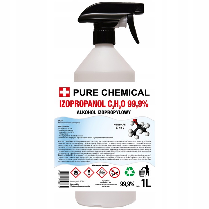 Alkohol izopropylowy IPA 99,9% 1L IZOPROPANOL cleaner DO LED LCD Spray