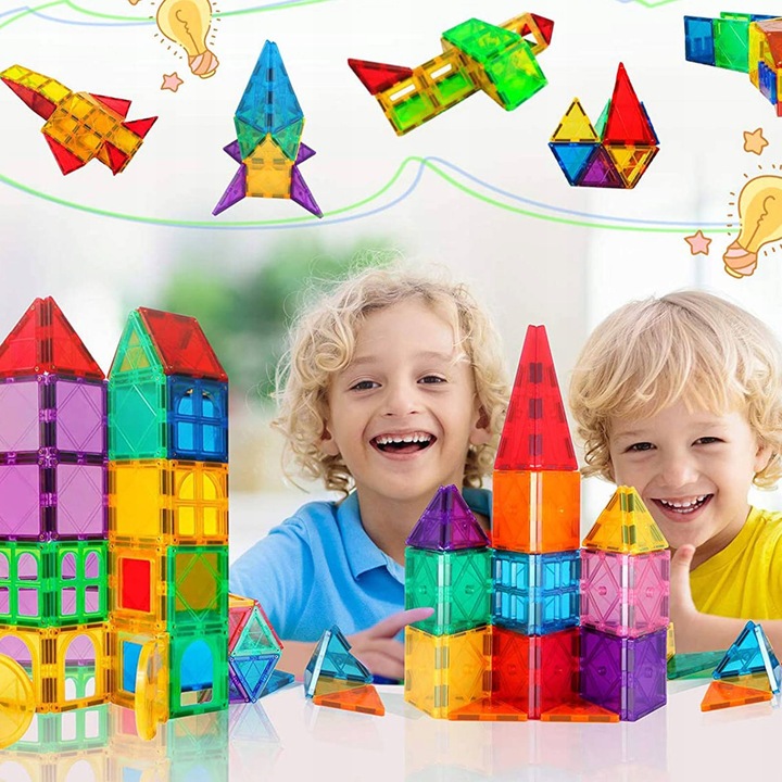 KLOCKI MAGNETYCZNE KONSTRUKCYJNE 3D DUŻE 45 elem.