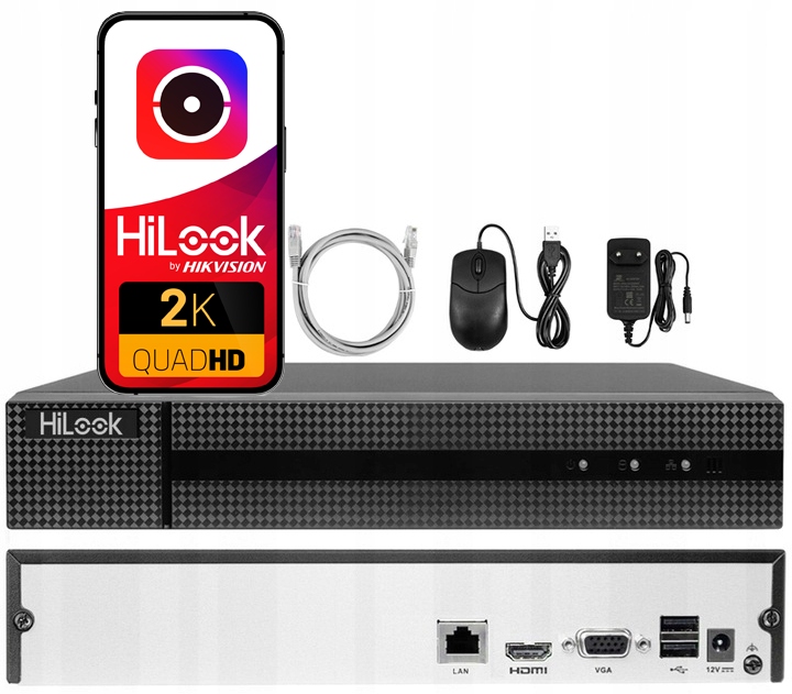 Rejestrator na 8 Kamer IP HiLook Hikvision do 6Mpx Aplikacja