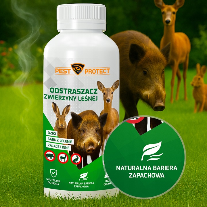 ODSTRASZACZ ŚRODEK NA DZIKI SARNY JELENIE ZAJĄCE PŁYN W PŁYNIE PEST
