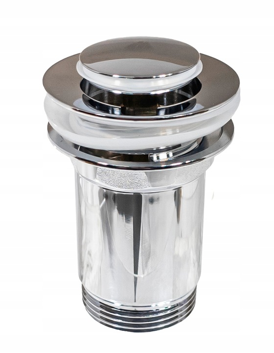 KOREK CLICK-CLACK MOSĘŻNY DO UMYWALKI Z PRZELEWEM MAŁY GRZYBEK CHROM INVENA