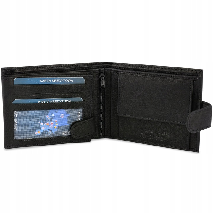 Zestaw prezentowy męski skórzany pasek portfel czarny pudełko