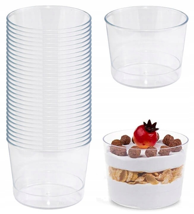 POJEMNIKI PUCHARKI DO DESERÓW NA DESER KUBECZKI DUŻE OKRĄGŁE 180 ml