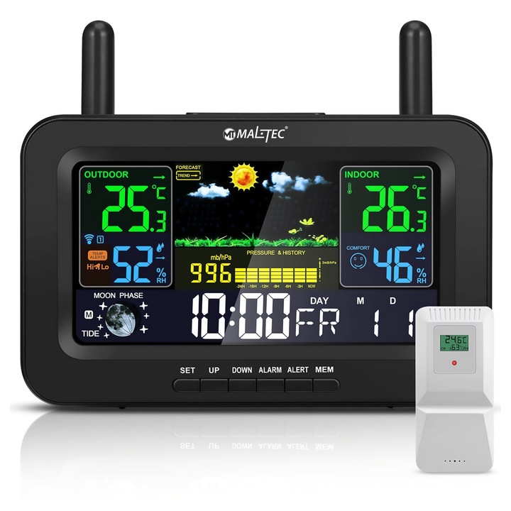 BEZPRZEWODOWA STACJA POGODOWA CZUJNIK POGODY TERMOMETR BAROMETR