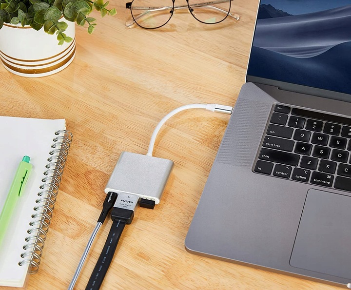 Przejściówka Adapter TYP C 3w1 HUB USB-C HDMI 4K