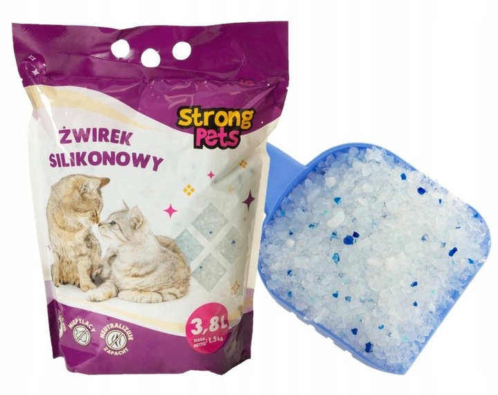 ŻWIREK SILIKONOWY 8x3,8l BEZPYŁOWY Strong Pets Kot