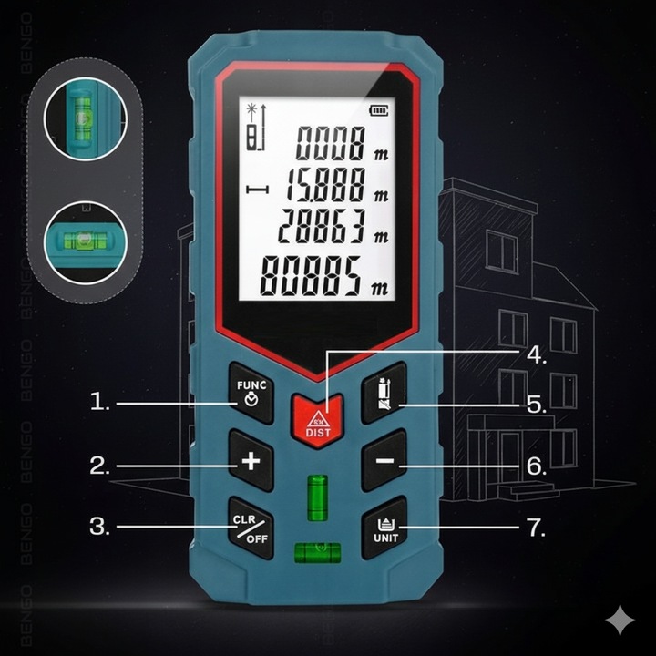 DALMIERZ LASEROWY POZIOMICA MIERNIK ODLEGŁOŚCI CYFROWY KĄTOMIERZ