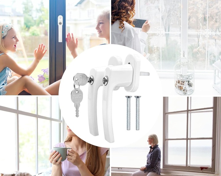 KLAMKA DO OKNA OKIENNA Z KLUCZYKIEM NA KLUCZ ZAMKIEM ZABEZPIECZENIEM