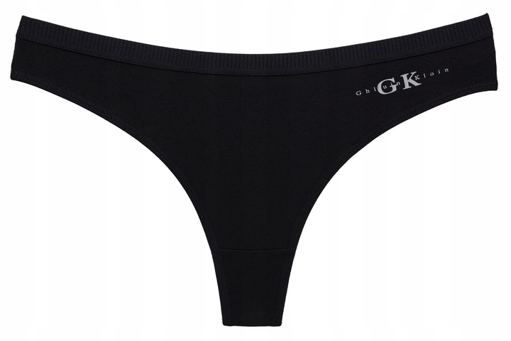 Majtki stringi damskie bawełniane GK zestaw gładkie z napisem