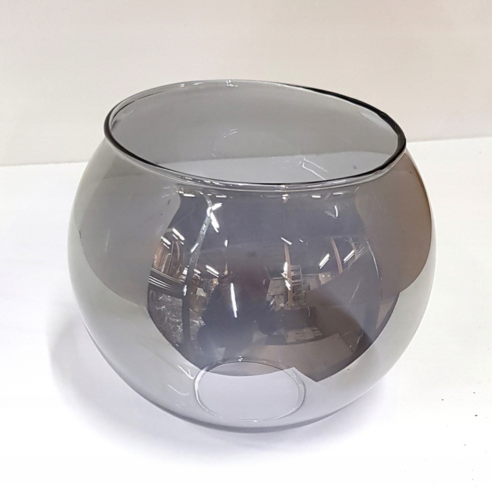 Klosz SZKLANY do lamp na E27 KULA dymna szara