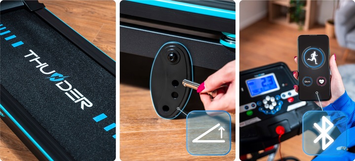 Bieżnia elektryczna domowa treningowa 140kg masażer amortyzacja aplikacja