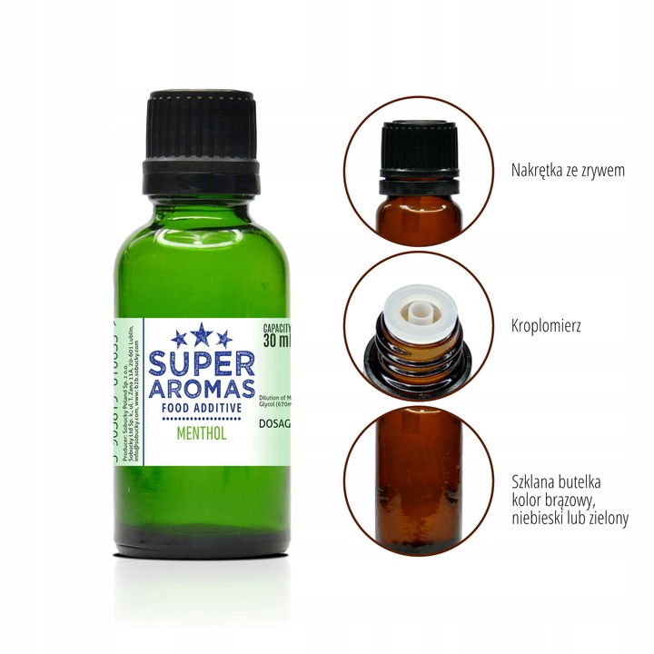 SUPER AROMAS Dodatek Spożywczy MENTHOL 30 ml