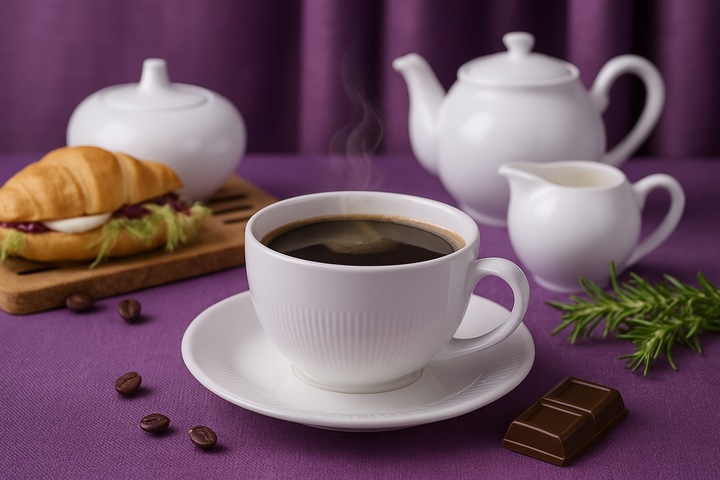 6x BIAŁE FILIŻANKI ZE SPODKAMI 350 ml, DO KAWY porcelanowe Tudor