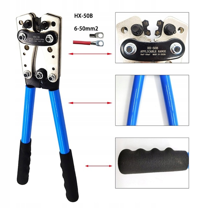 ZACISKARKA KABLI PRZEWODÓW PRASKA TULEJKI 6-50mm2 + 120 końcówki