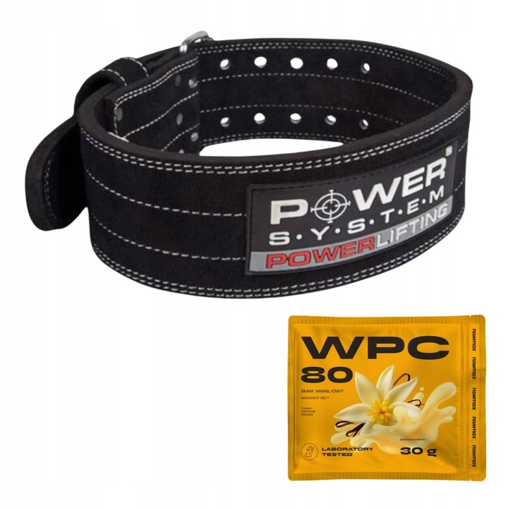 POWER SYSTEM PAS POWERLIFTING SKÓRZANY MOCNY TRÓJBÓJ M + nowmax WPC 80 30 g