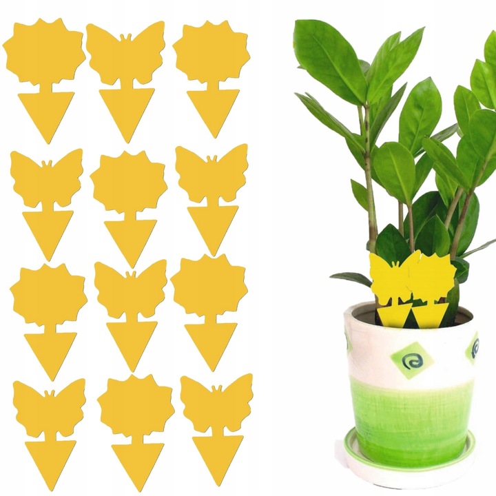 12x ŻÓŁTY LEP DO DONICZEK MOTYL na ziemiórki mszyce muszki owocówki owady