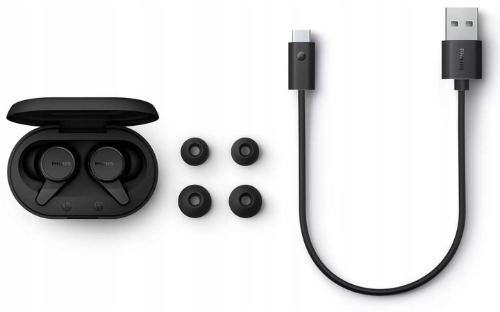 SŁUCHAWKI BEZPRZEWODWE PHILIPS TAT1207BK CZARNE TWS BLUETOOTH ORYGINALNE