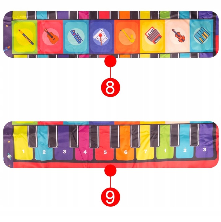 OGROMNA MATA MUZYCZNA DO TAŃCZENIA EDUKACYJNA INTERAKTYWNA GRA 140 X 70 CM