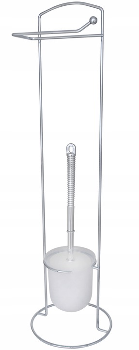Stojak z uchwytem na papier toaletowy i szczotka do WC chrom srebrny