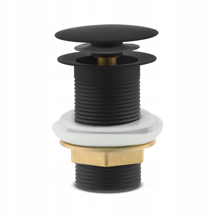 Korek umywalkowy automatyczny bez przelewu klik klak czarny mat mosiężny