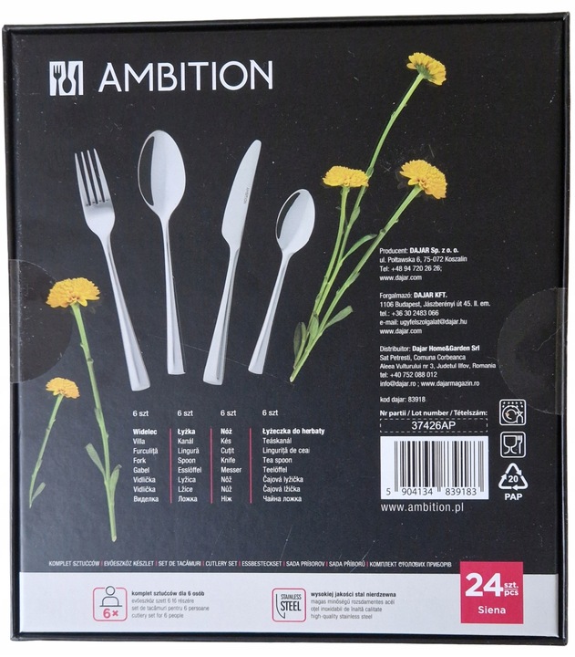 ZESTAW AMBITION SZTUĆCE 24 szt SIENA w pudełku dla 6 osób